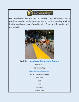 Warehouse Line Marking Sydney | Citylinemarking.com.au