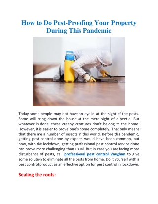 How to Do Pest-Proofing Your Property During This Pandemic