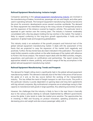 railroad equipment manufacturing market