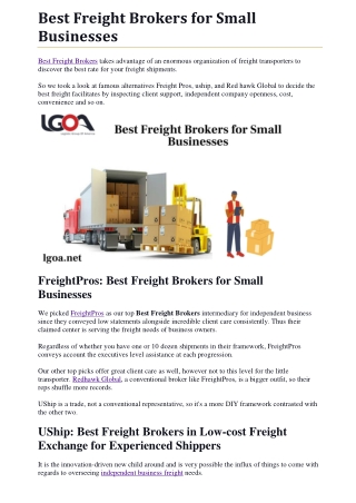 Best Freight Brokers for Small Businesses