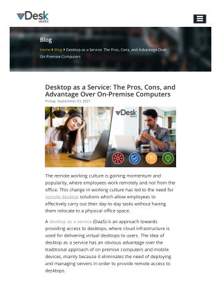 Desktop as a Service: The Pros, Cons, and Advantage Over On-Premise Computers