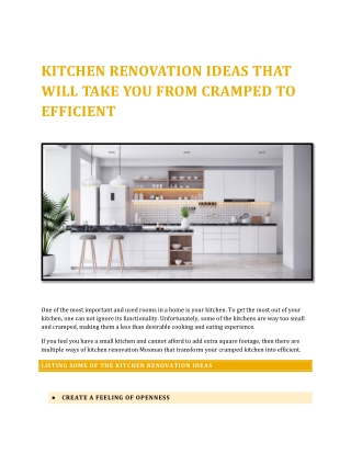 Kitchen Renovation Ideas that Will Take You from Cramped to Efficient