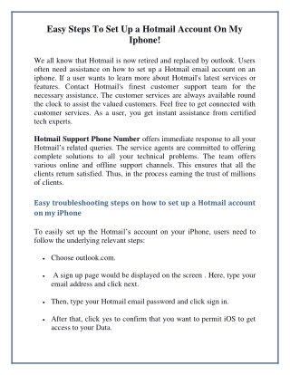 Easy Steps To Set Up a Hotmail Account On My Iphone!