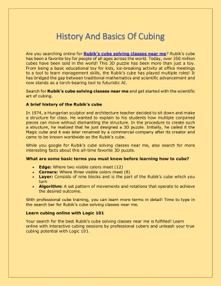 History And Basics Of Cubing