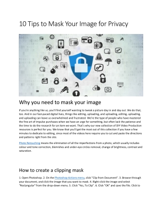 10 Tips to Mask Your Image for Privacy