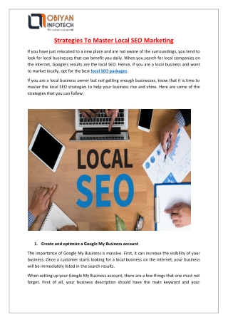 Strategies To Master Local SEO Marketing