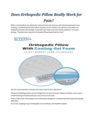 Does Orthopedic Pillow Really Work for Pain?