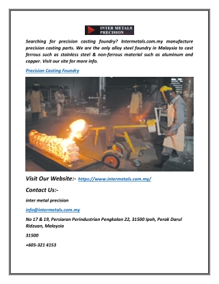 Precision Casting Foundry | Intermetals.com.my