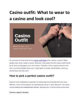 What to wear to a casino and look cool?