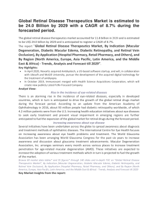 Global Retinal Disease Therapeutics Market