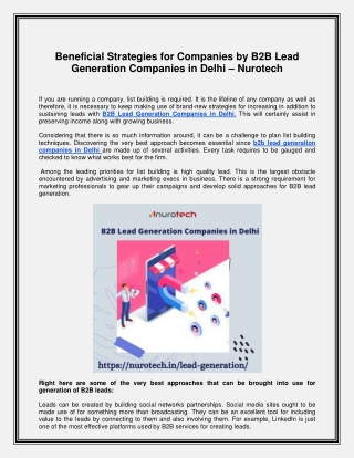 Find Best B2B Lead Generation Companies in Delhi