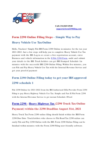 E-File 2290 in Minutes with Form2290filing.com | File IRS Form 2290