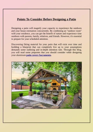 Things to Remember for Every Homeowner Before Designing a Patio