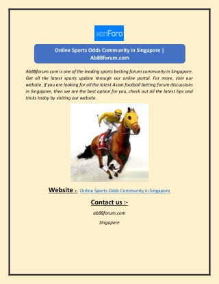 Online Sports Odds Community in Singapore  Ab88forum.com (1)