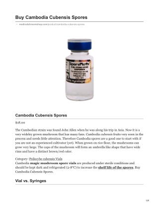 Cambodia Cubensis Spores