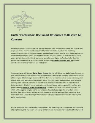 Gutter Contractors Use Smart Resources to Resolve all Concern