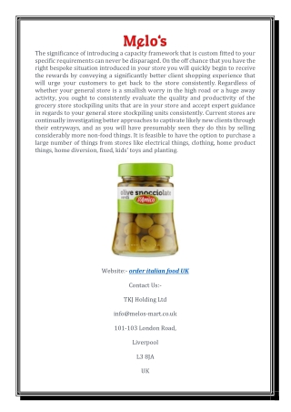 Order Italian Food UK | Melos-mart.co.uk