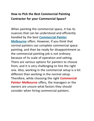 Commercial Painter Melbourne