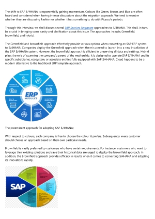 THE APPROACHES TO S/4HANA