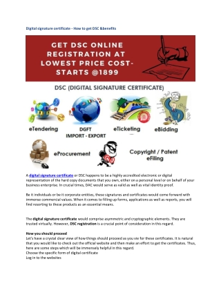 Digital signature certificate - How to get DSC & benefits