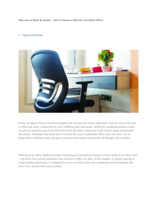 Take care of Spine & posture – how to choose a chair for your home office