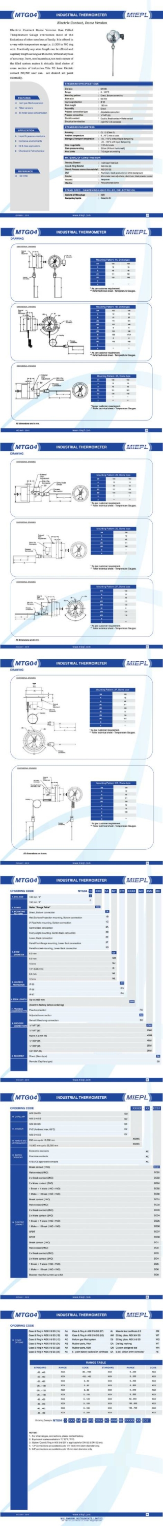 MTG04 Electric Contact, Dome Version Industrial Thermometer | MIEPL