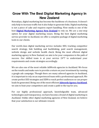 Grow With The Best Digital Marketing Agency In New Zealand