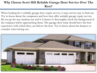 Why Choose Scott Hill Reliable Garage Door Service Over The Rest?