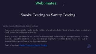 Smoke Testing vs Sanity Testing