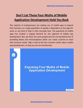 Don’t Let These Four Myths of Mobile Application Development Hold You Back