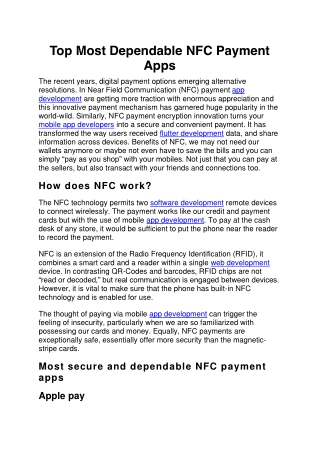 Top Most Dependable NFC Payment Apps
