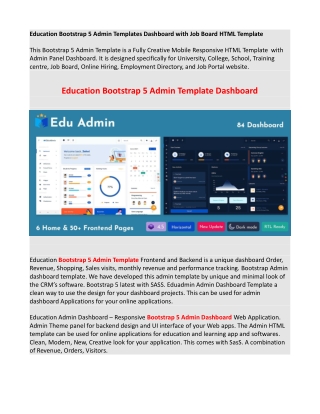 Education Bootstrap 5 Admin Template Dashboard