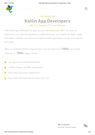 Hire Dedicated Kotlin App Developers | Kotlin Programmers in India | PixelCrayon