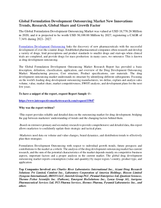 Global Formulation Development Outsourcing  Market