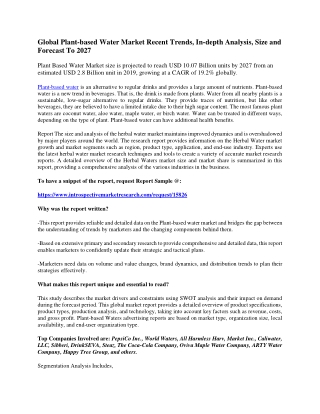 Global Plant Based Water  Market