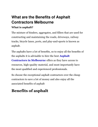 Asphalt Contractors in Melbourne