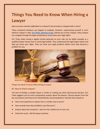 Things You Need to Know When Hiring a Lawyer