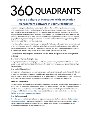 Create a Culture of Innovation with Innovation Management Software