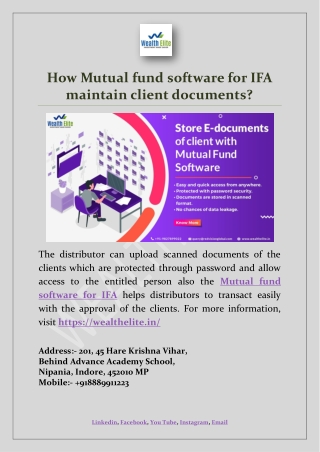 How Mutual fund software for IFA maintain client documents