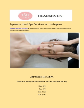 Japanese Head Spa Services In Los Angeles
