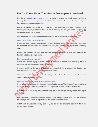Do You Know About The Manual Development Services?