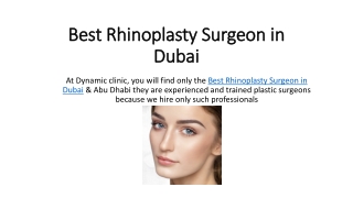Best Rhinoplasty Surgeon in Dubai