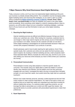 7 Major Reasons Why Small Businesses Need Digital Marketing