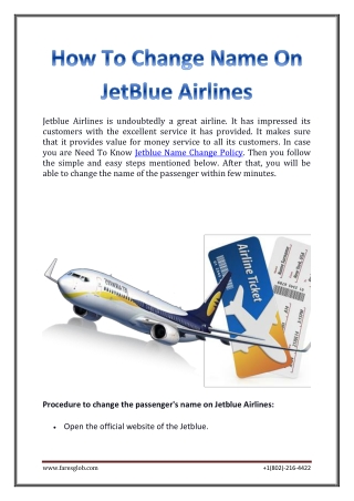 How To Change Name On JetBlue Airlines - Faresglob