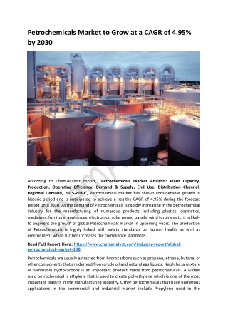 Petrochemical Market Size, Share, Industry Trends, 2030