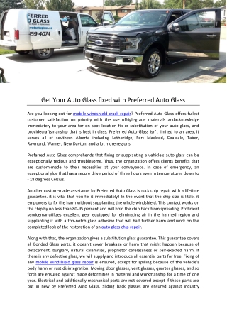 Get Your Auto Glass fixed with Preferred Auto Glass