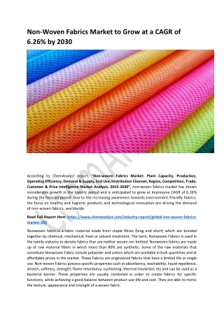 Non-Woven Fabrics Market Analysis & Forecast, 2030