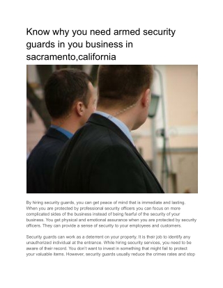 Know why you need armed security guards in you business in sacramento,california