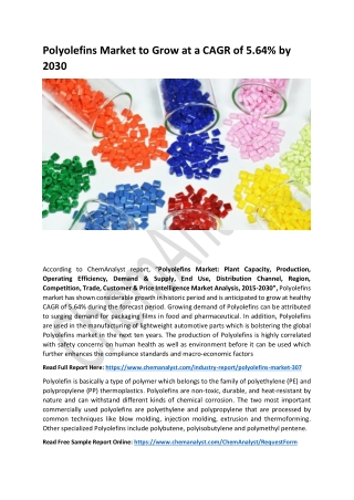 Polyolefins Market Size, Share, Analysis Trends and Forecast, 2030