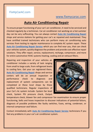 Auto Air Conditioning Repair